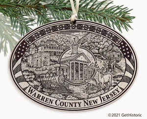 Warren County New Jersey Engraved Ornament