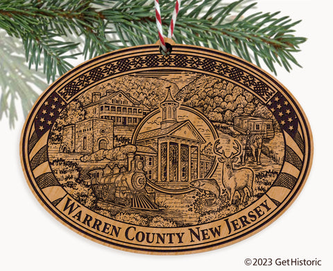 Warren County New Jersey Engraved Natural Ornament