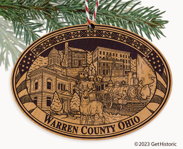 Warren County Ohio Engraved Natural Ornament