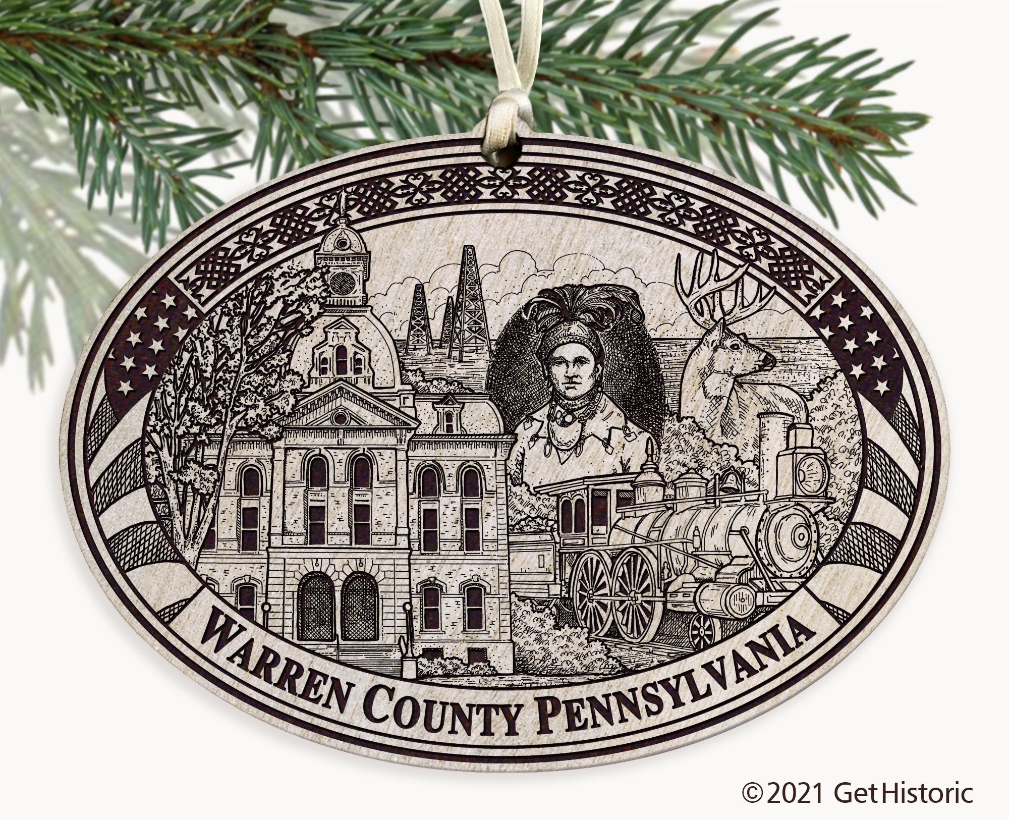 Warren County Pennsylvania Engraved Ornament