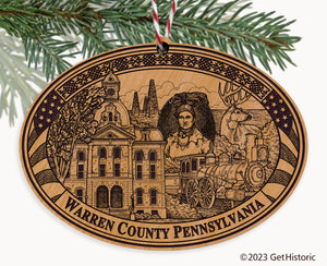 Warren County Pennsylvania Engraved Natural Ornament