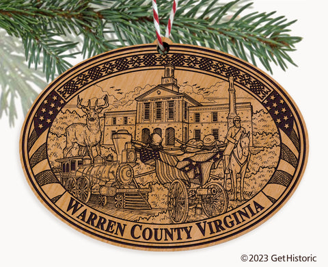 Warren County Virginia Engraved Natural Ornament