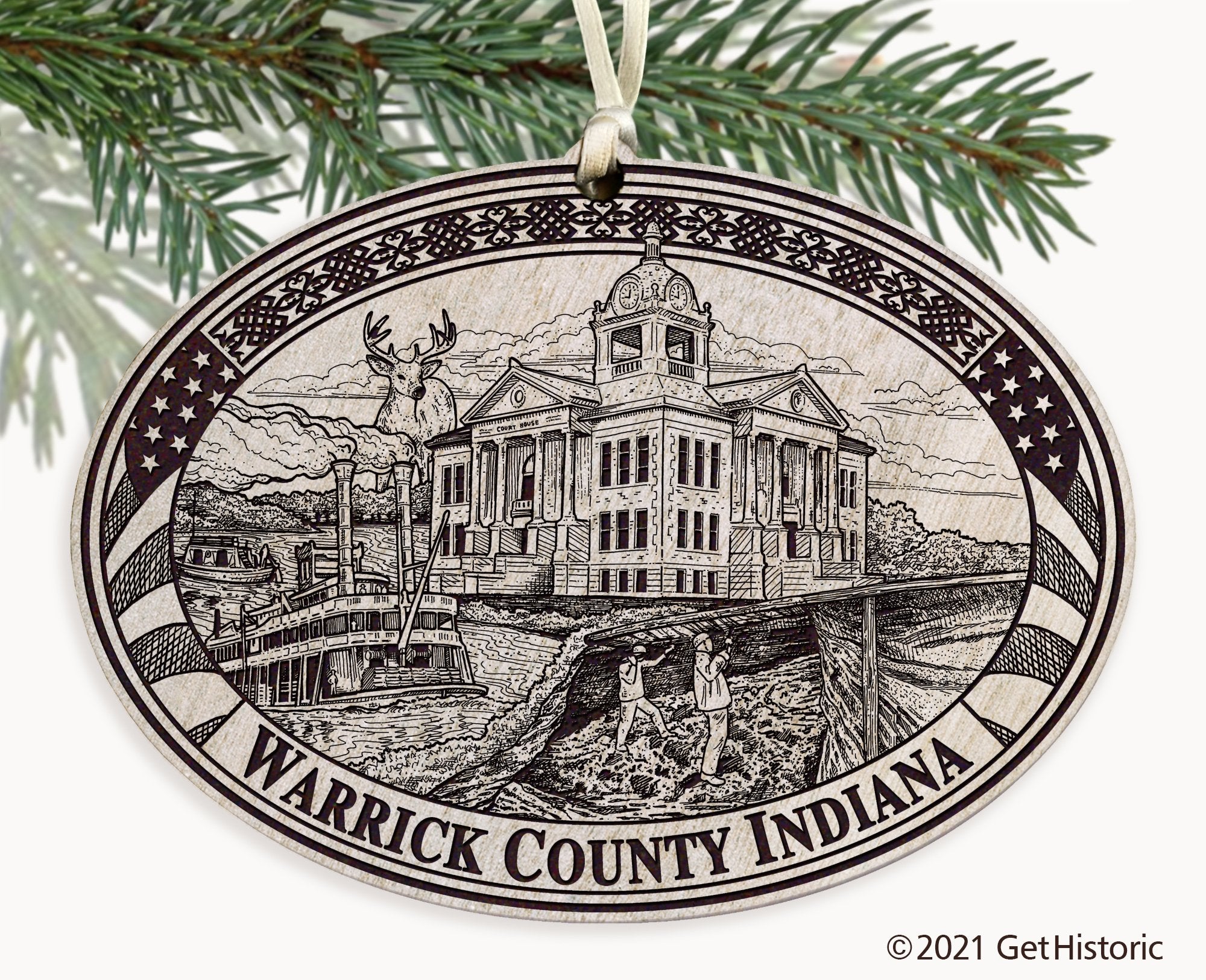 Warrick County Indiana Engraved Ornament