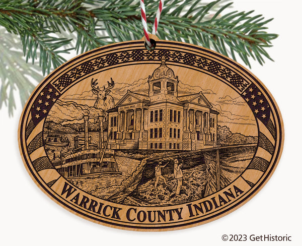 Warrick County Indiana Engraved Natural Ornament