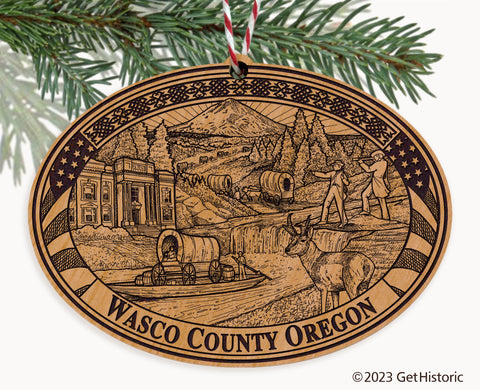 Wasco County Oregon Engraved Natural Ornament
