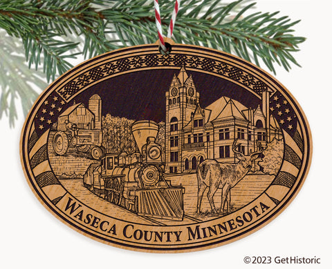 Waseca County Minnesota Engraved Natural Ornament