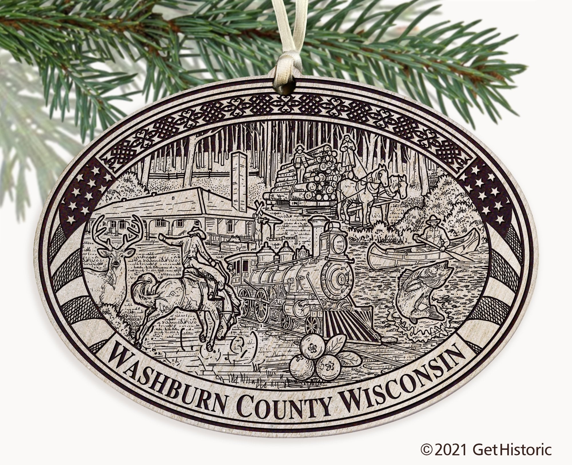 Washburn County Wisconsin Engraved Ornament