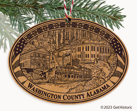 Washington County Alabama Engraved Natural Ornament