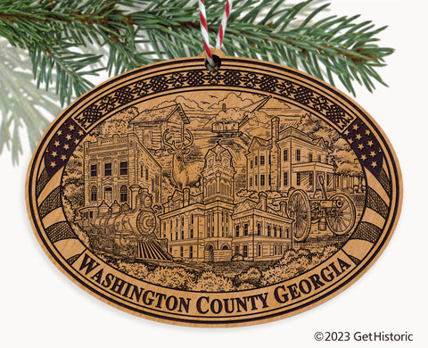 Washington County Georgia Engraved Natural Ornament