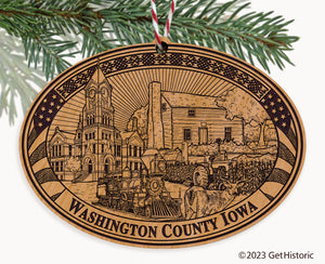 Washington County Iowa Engraved Natural Ornament