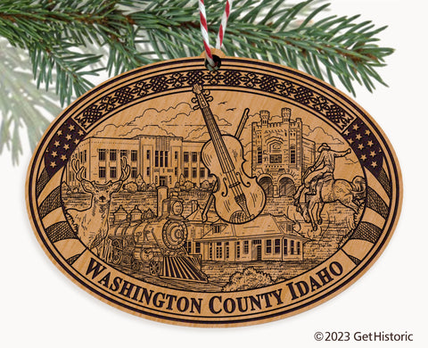 Washington County Idaho Engraved Natural Ornament