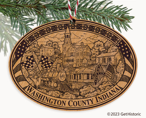 Washington County Indiana Engraved Natural Ornament
