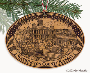 Washington County Kansas Engraved Natural Ornament