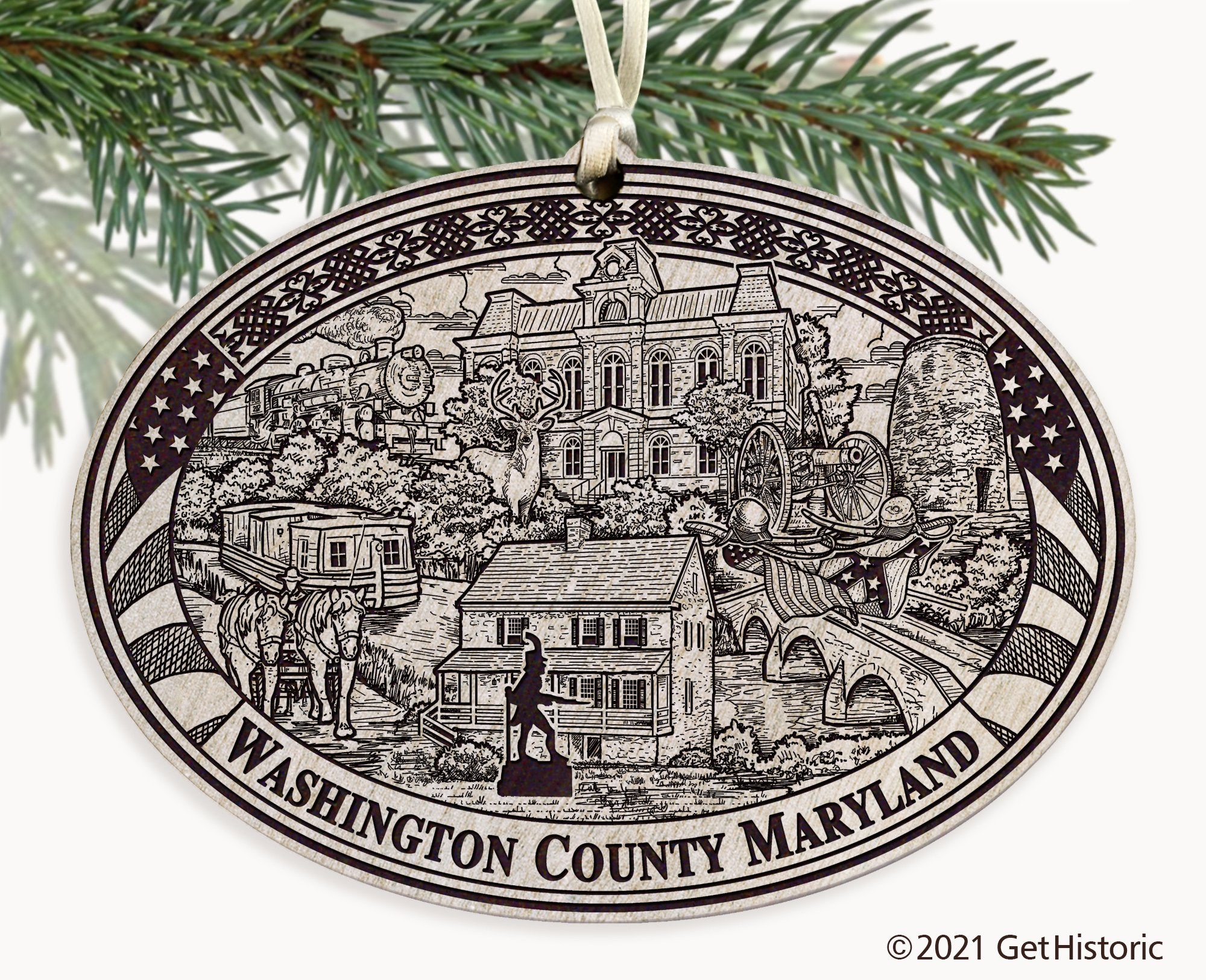 Washington County Maryland Engraved Ornament