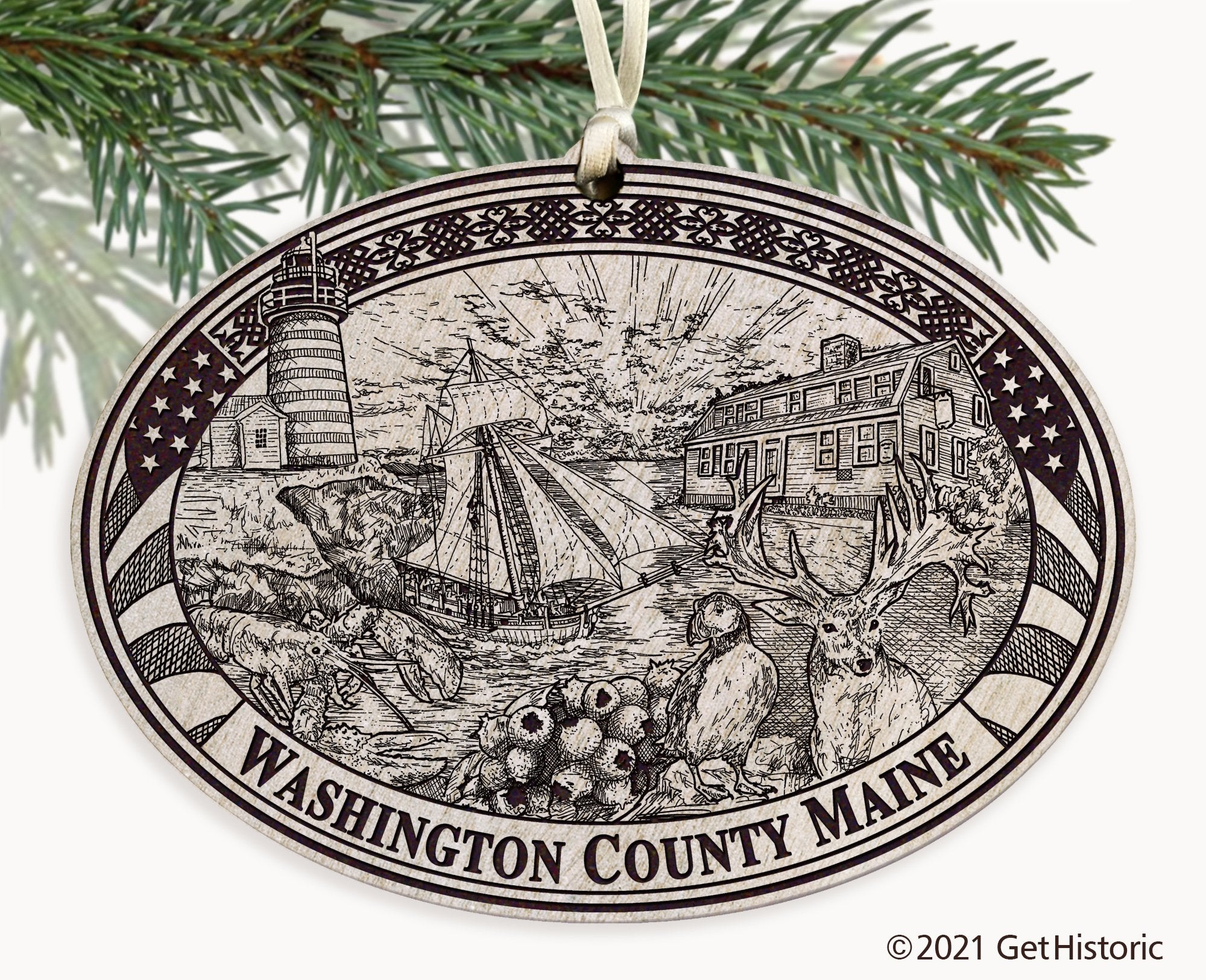 Washington County Maine Engraved Ornament