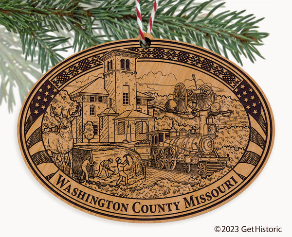 Washington County Missouri Engraved Natural Ornament