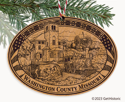 Washington County Missouri Engraved Natural Ornament