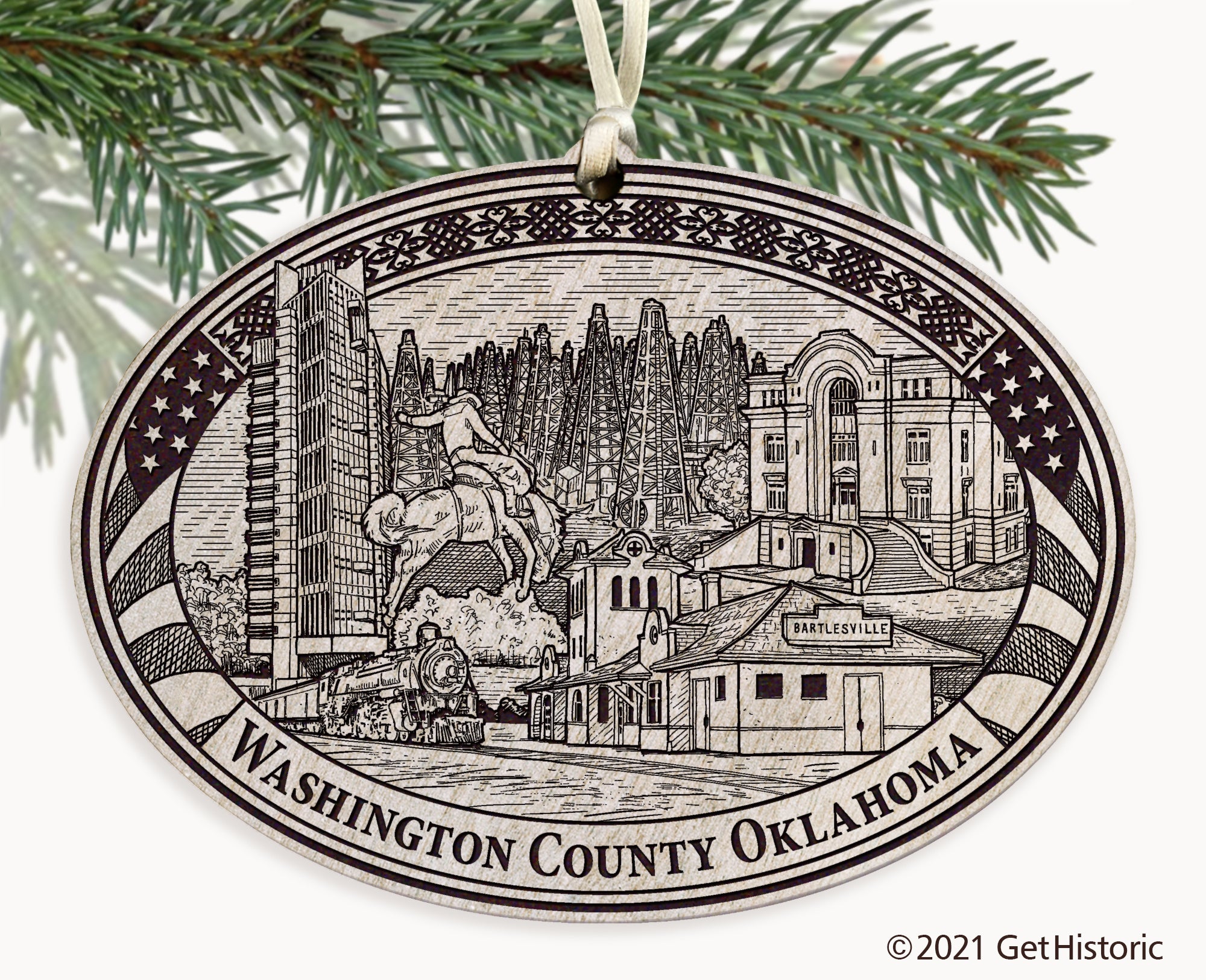 Washington County Oklahoma Engraved Ornament