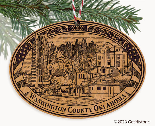 Washington County Oklahoma Engraved Natural Ornament