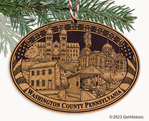 Washington County Pennsylvania Engraved Natural Ornament