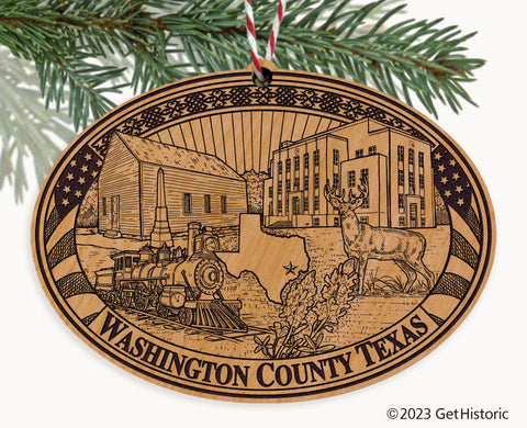Washington County Texas Engraved Natural Ornament