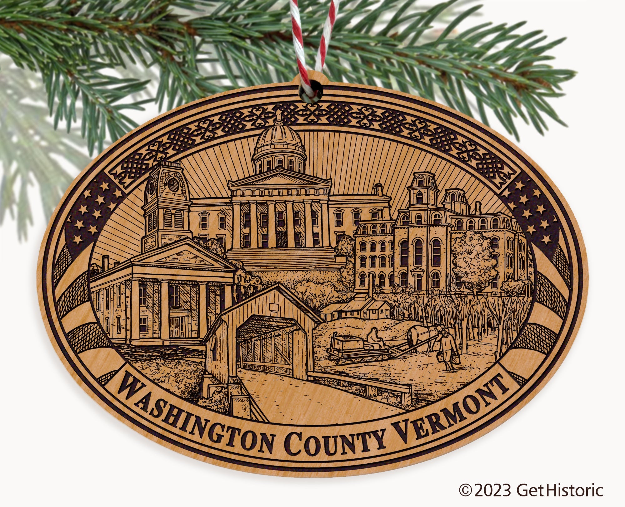 Washington County Vermont Engraved Natural Ornament