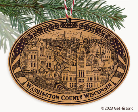 Washington County Wisconsin Engraved Natural Ornament
