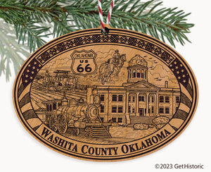 Washita County Oklahoma Engraved Natural Ornament