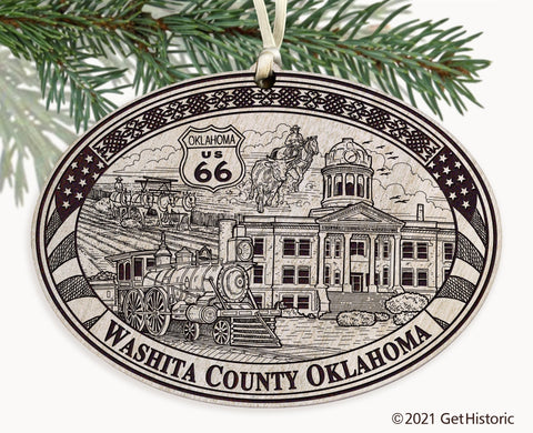Washita County Oklahoma Engraved Ornament