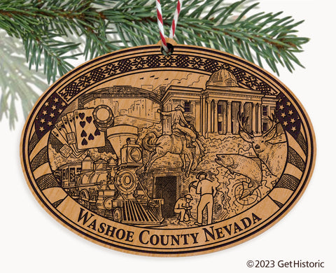 Washoe County Nevada Engraved Natural Ornament