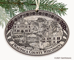 Waupaca County Wisconsin Engraved Ornament