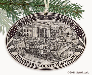 Waushara County Wisconsin Engraved Ornament