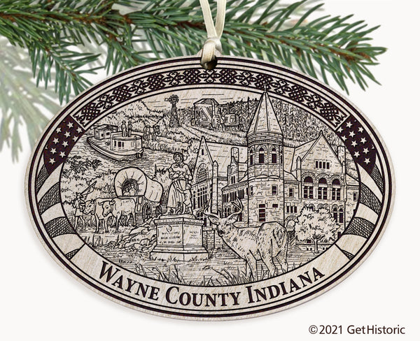 Wayne County Indiana Engraved Ornament