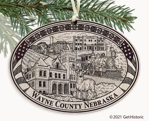 Wayne County Nebraska Engraved Ornament