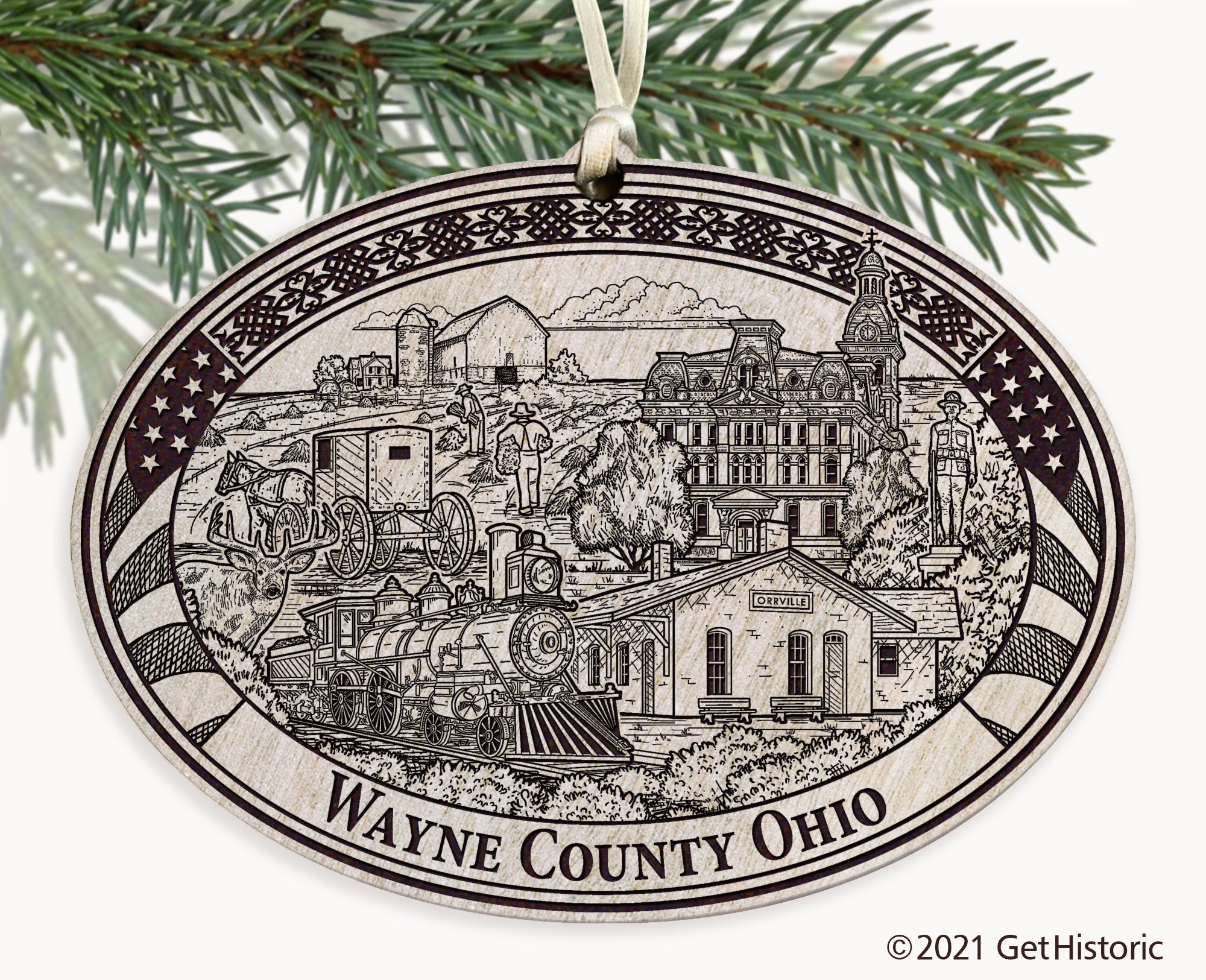 Wayne County Ohio Engraved Ornament