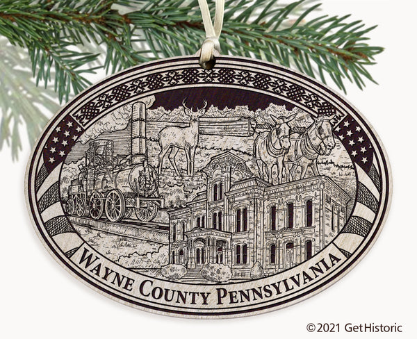 Wayne County Pennsylvania Engraved Ornament