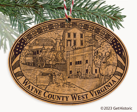 Wayne County West Virginia Engraved Natural Ornament