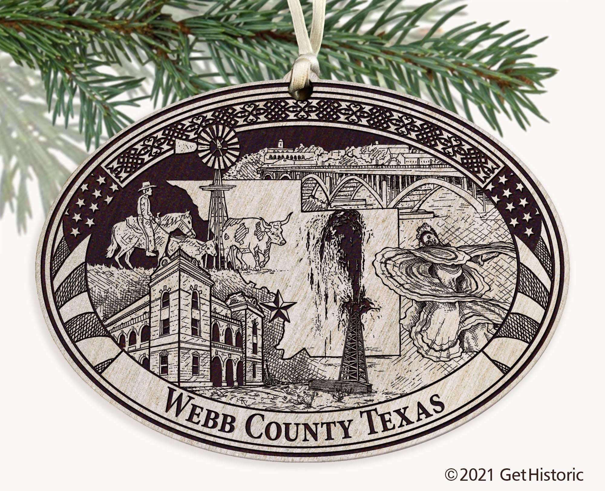 Webb County Texas Engraved Ornament