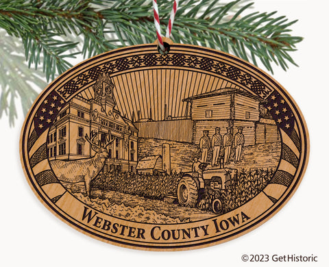 Webster County Iowa Engraved Natural Ornament