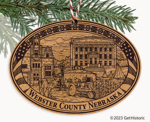Webster County Nebraska Engraved Natural Ornament