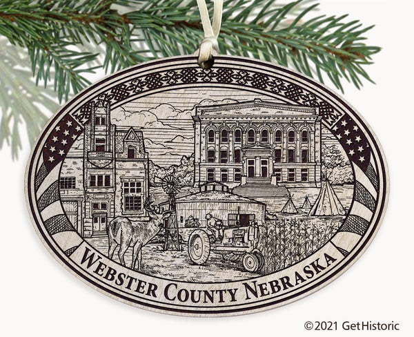Webster County Nebraska Engraved Ornament