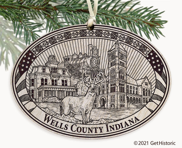 Wells County Indiana Engraved Ornament