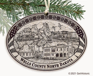Wells County North Dakota Engraved Ornament