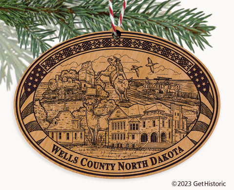 Wells County North Dakota Engraved Natural Ornament