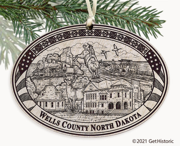 Wells County North Dakota Engraved Ornament