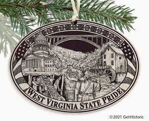 West Virginia State Engraved Ornament