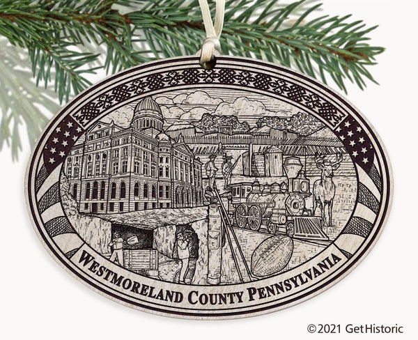 Westmoreland County Pennsylvania Engraved Ornament