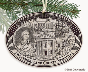 Westmoreland County Virginia Engraved Ornament