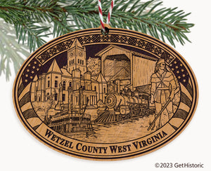 Wetzel County West Virginia Engraved Natural Ornament