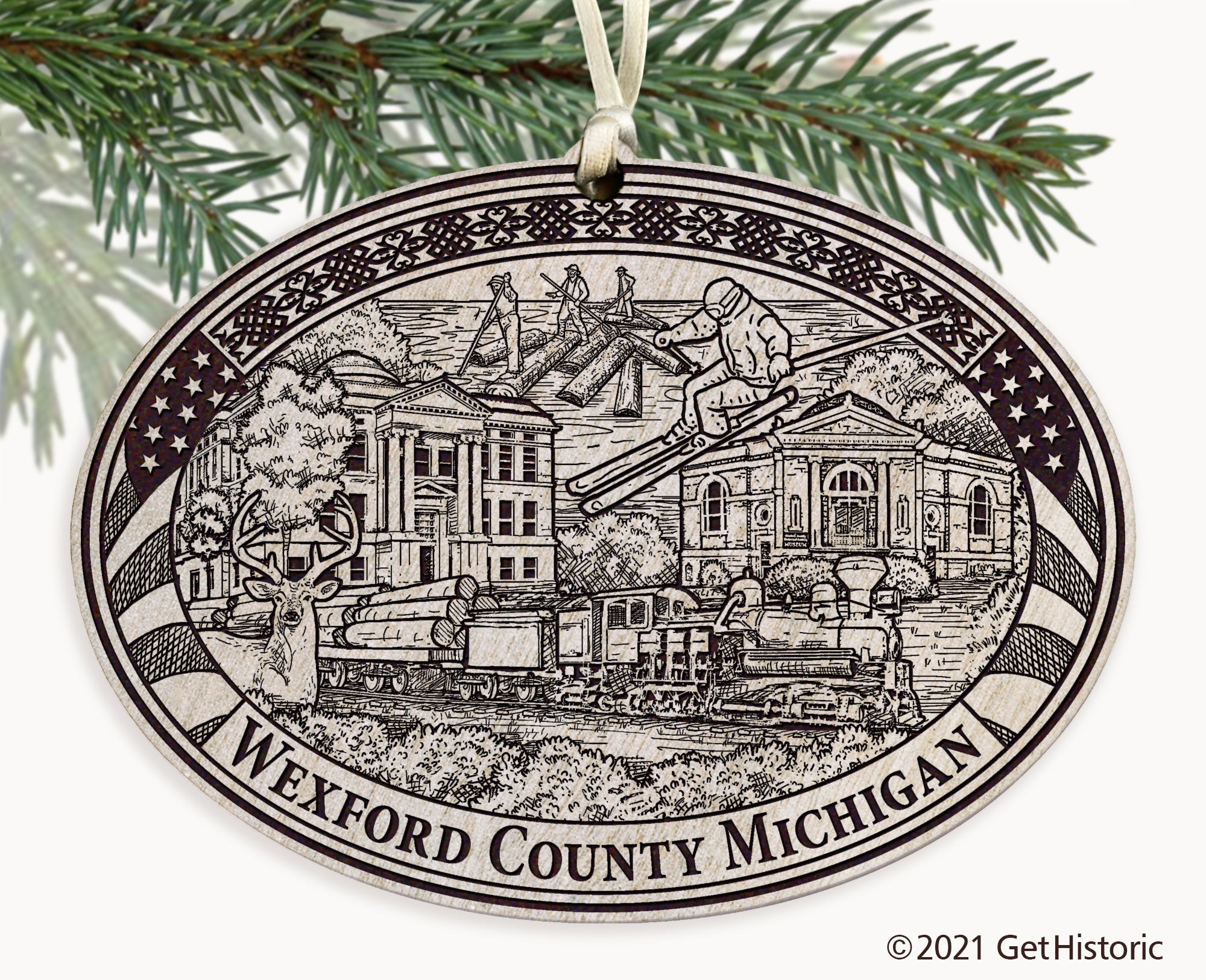 Wexford County Michigan Engraved Ornament